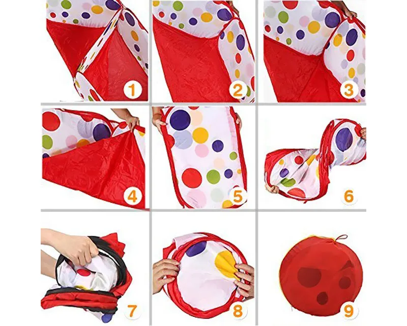 1.5m Foldable Hexagon Ball Pool Tent with Red Zippered Bag for Kids