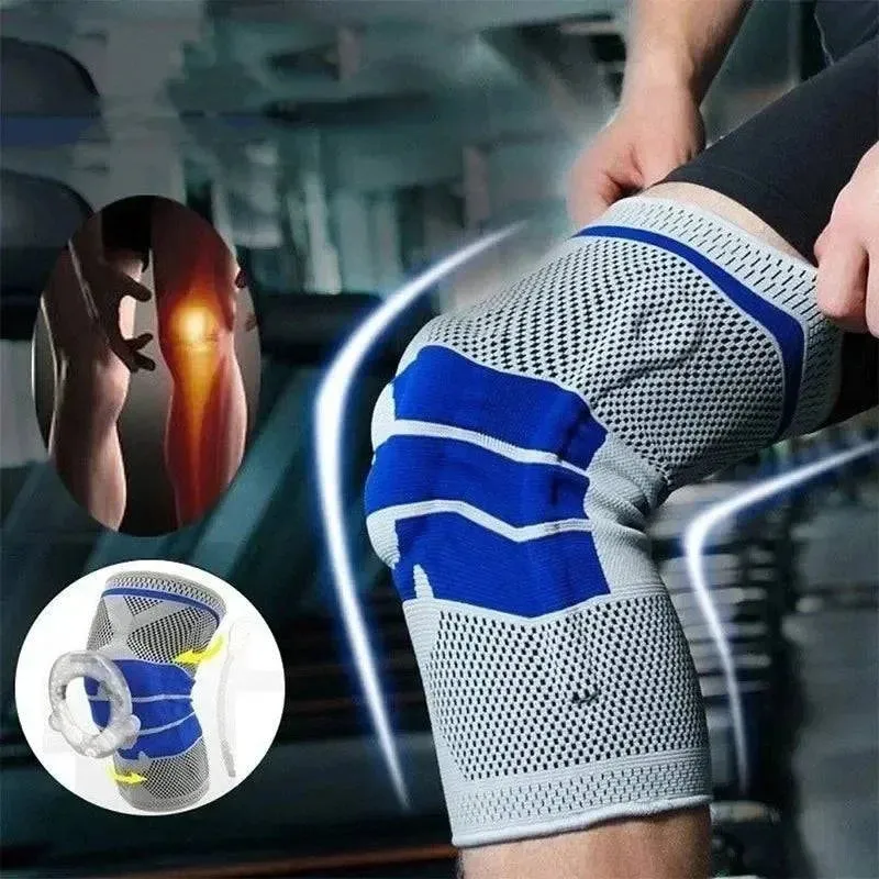 1Pc Silicone Spring Sports Knee Brace Strap Patella Medial Support Strong Meniscus Compression Unisex Sport Protection Pads