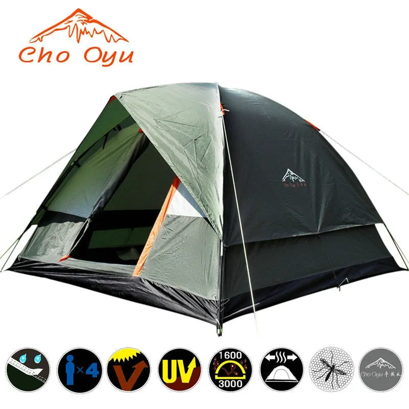 3-4 Person Double Layer Camping Tent Outdoor for Fishing Hunting Adventure Family Party Windbreak Waterproof tents 200*200*130cm