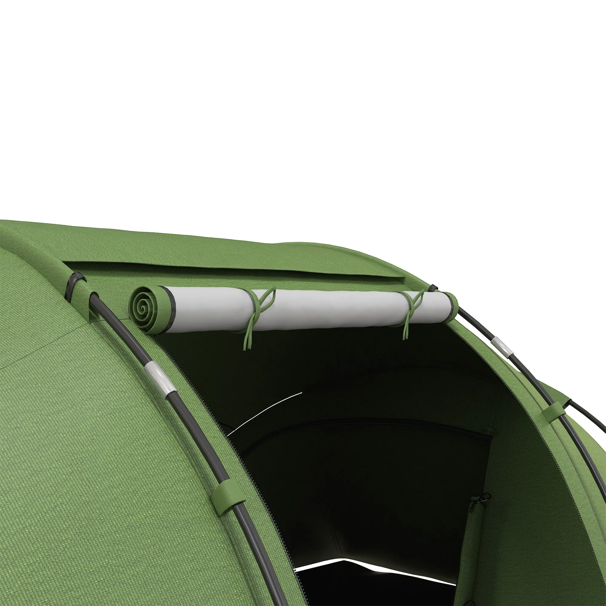 4-6 Man Camping Tent w/ Two Bedroom, Hiking Sun Shelter, UV Protection Tunnel Tent, Green