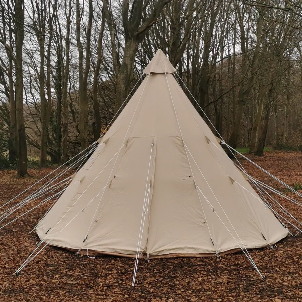 5m Tipi Tent Fireproof With Stove Hole & Flap