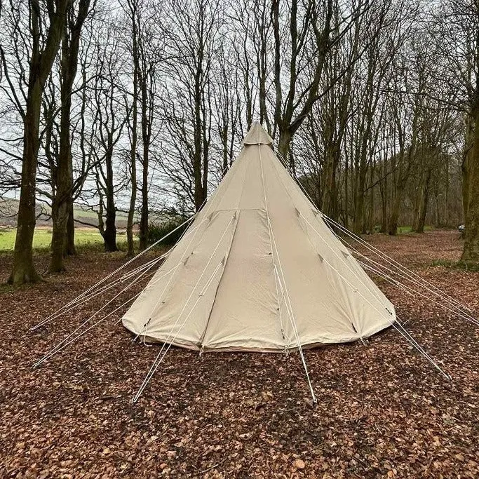 5m Tipi Tent Fireproof With Stove Hole & Flap