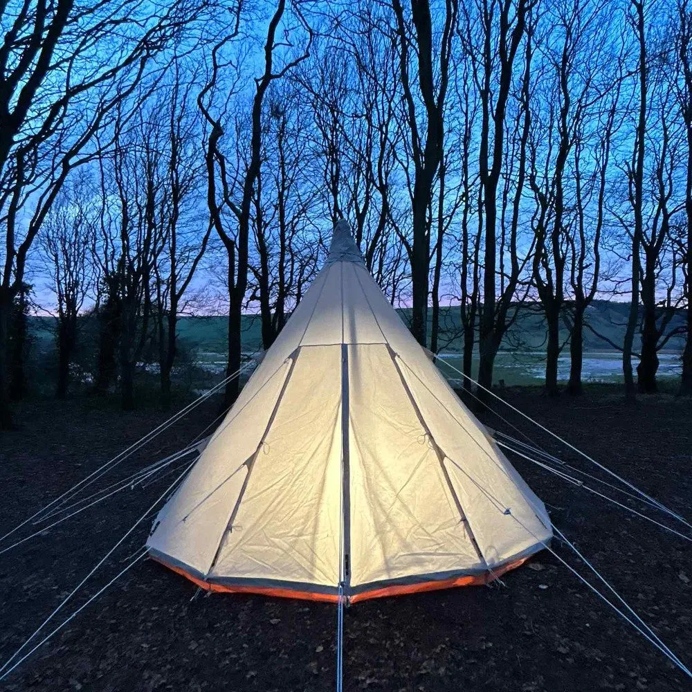 5m Tipi Tent Fireproof With Stove Hole & Flap