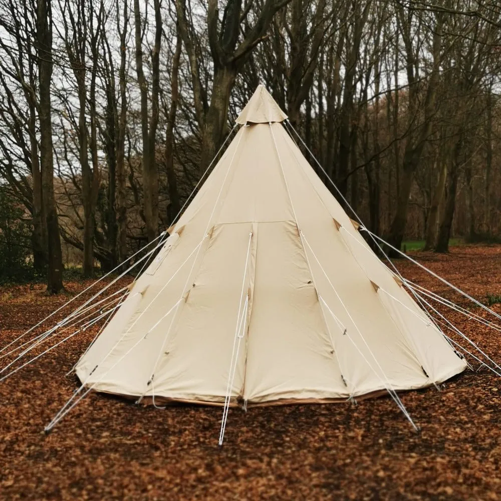 5m Tipi Tent Fireproof With Stove Hole & Flap