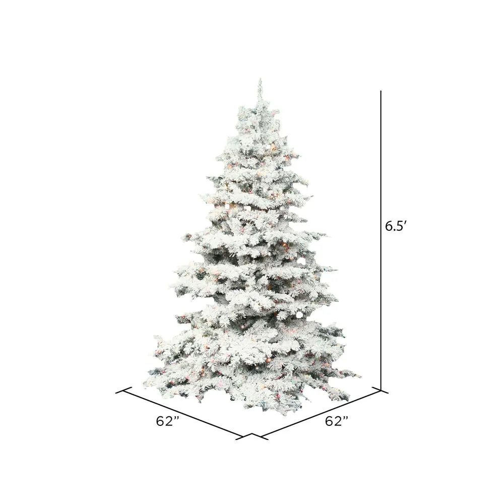 6.5' Flocked Alaskan Pine Artificial Christmas Tree Clear Dura-Lit lights