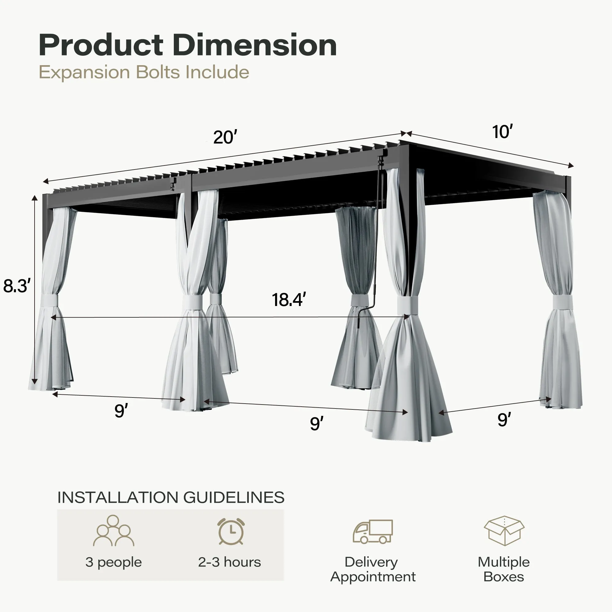 Aluminum  Louvered Pergola for different sizes