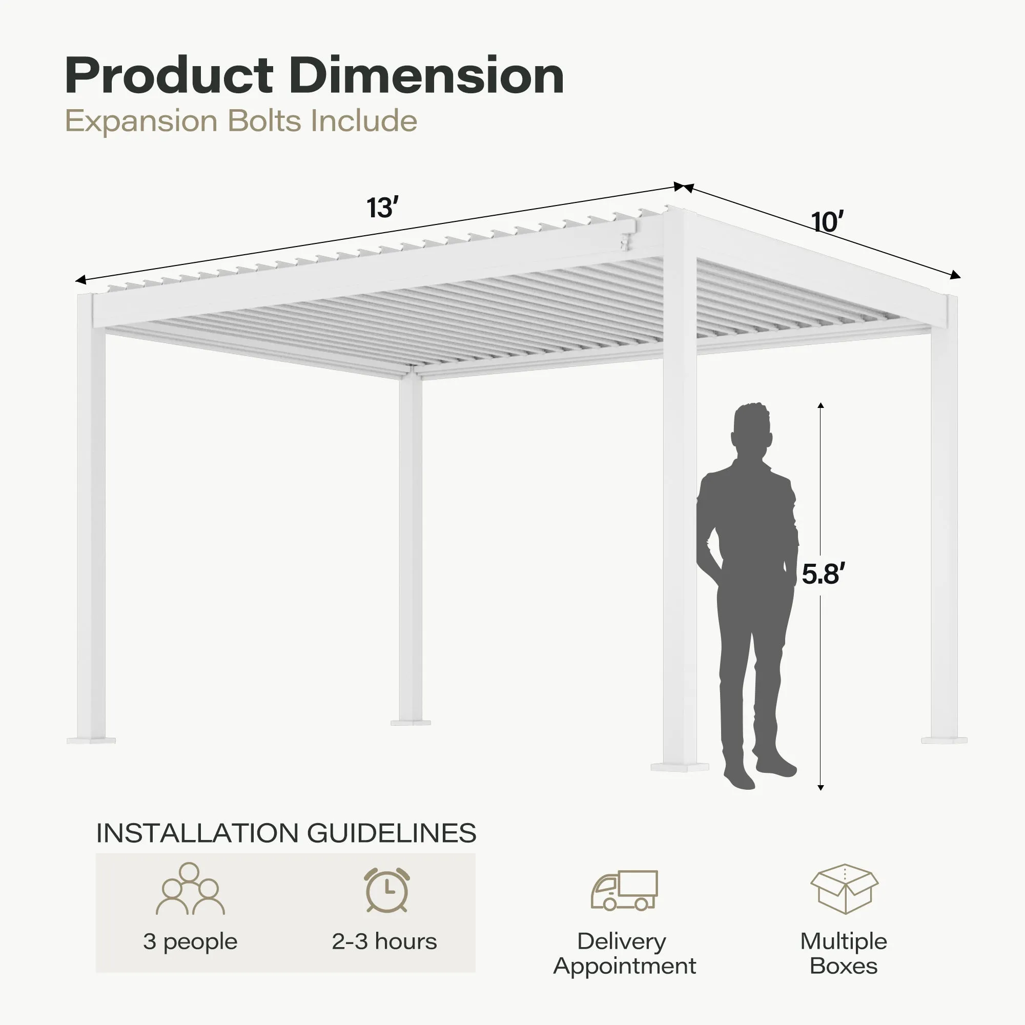 Aluminum  Louvered Pergola for different sizes