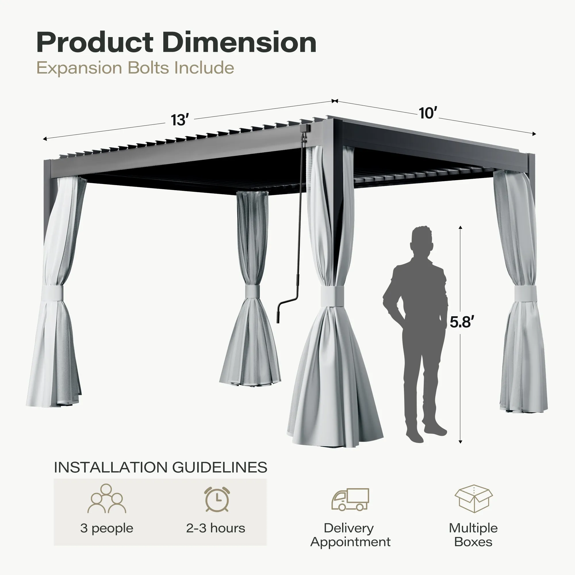 Aluminum  Louvered Pergola for different sizes