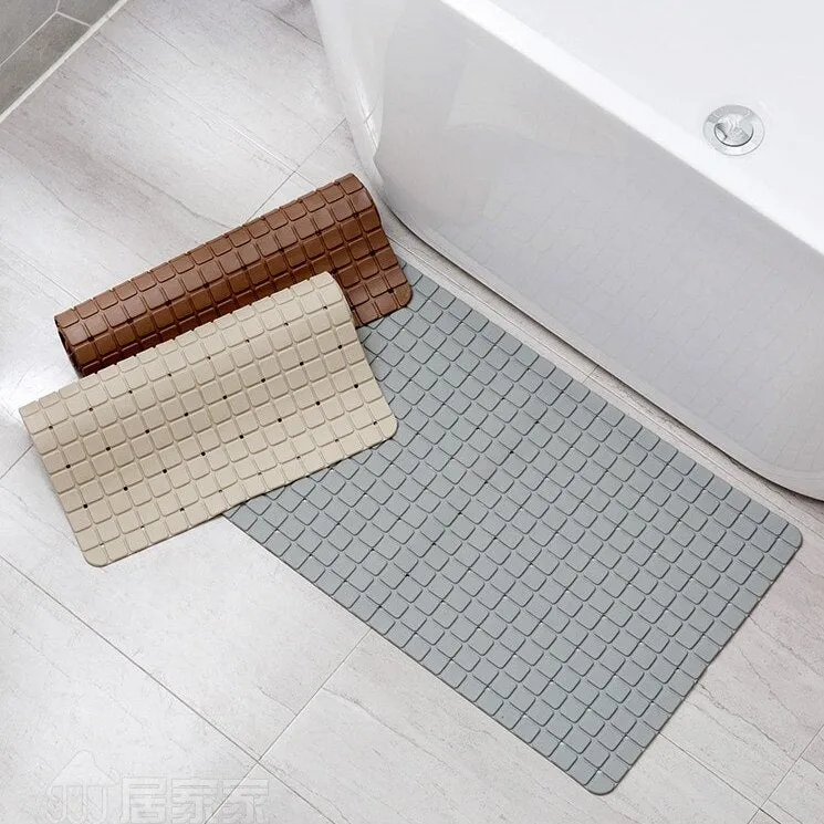 Anti Slip PVC Bathroom Mat-(2417)-Chocolate Brown