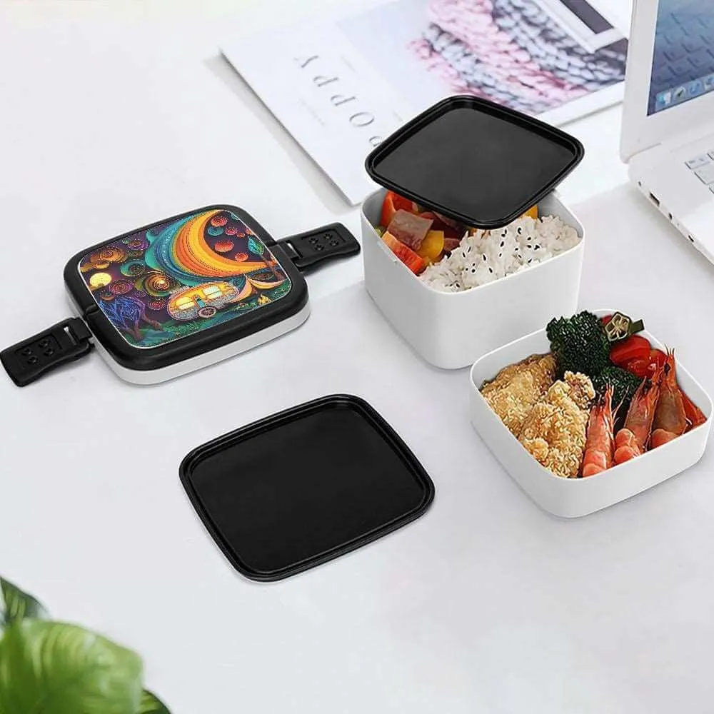 Camping Scene Double-layer Bento Lunch Box