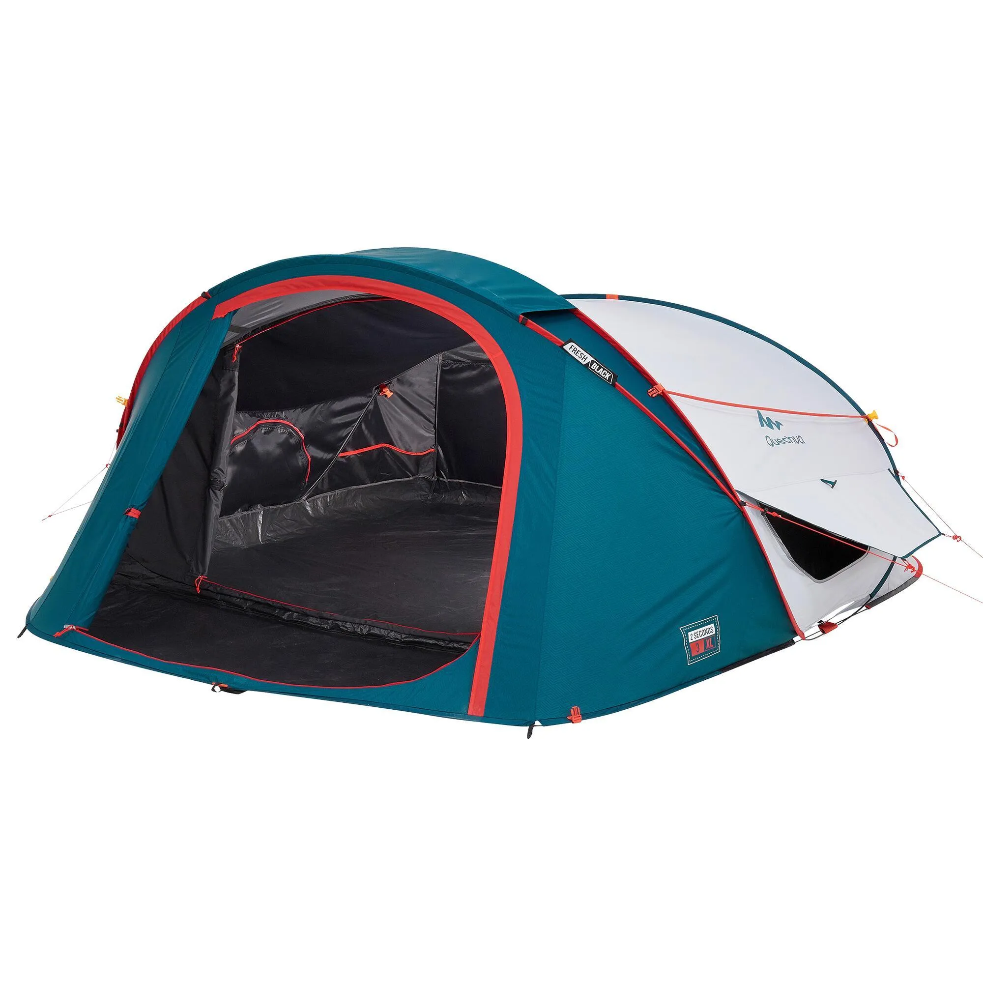 Camping tent Quechua Fresh & Black 2 Seconds XL 3-person, white/turquoise