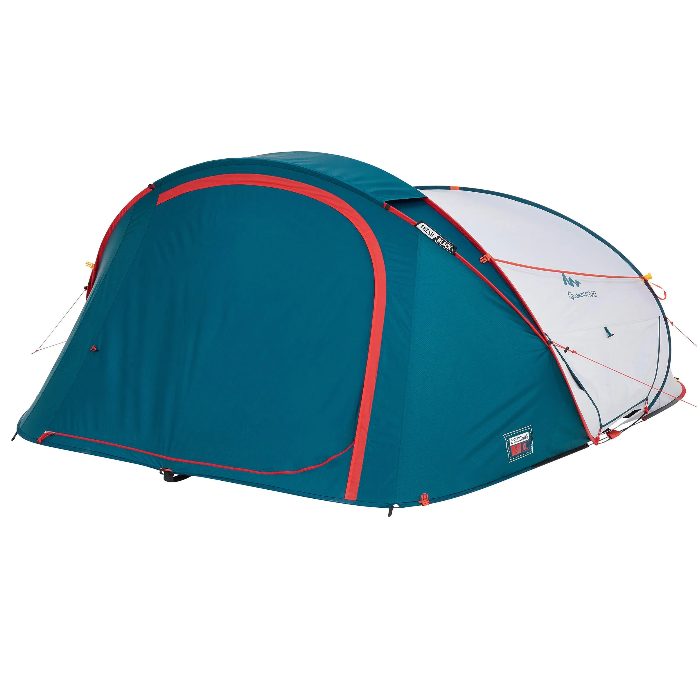 Camping tent Quechua Fresh & Black 2 Seconds XL 3-person, white/turquoise