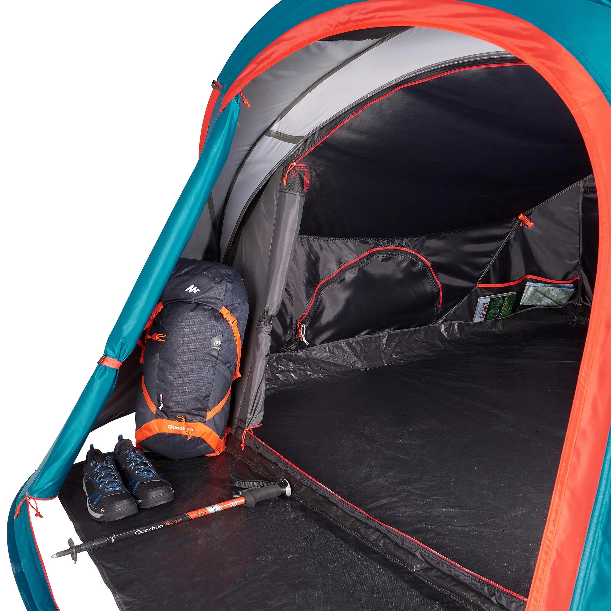 Camping tent Quechua Fresh & Black 2 Seconds XL 3-person, white/turquoise