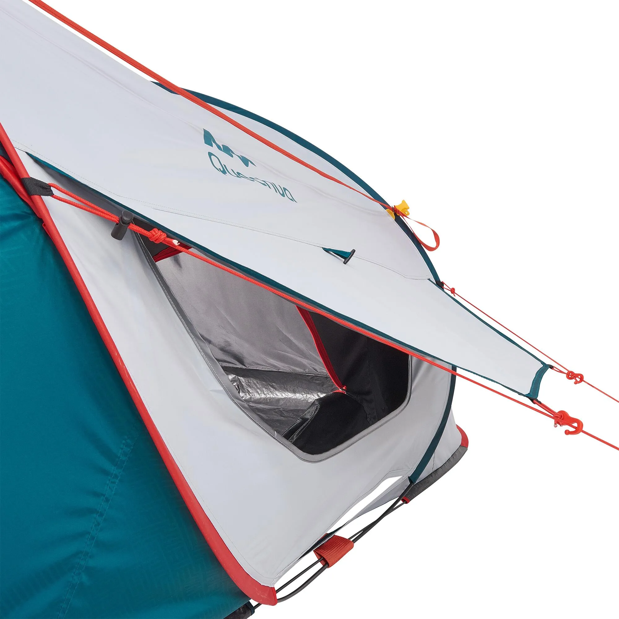 Camping tent Quechua Fresh & Black 2 Seconds XL 3-person, white/turquoise