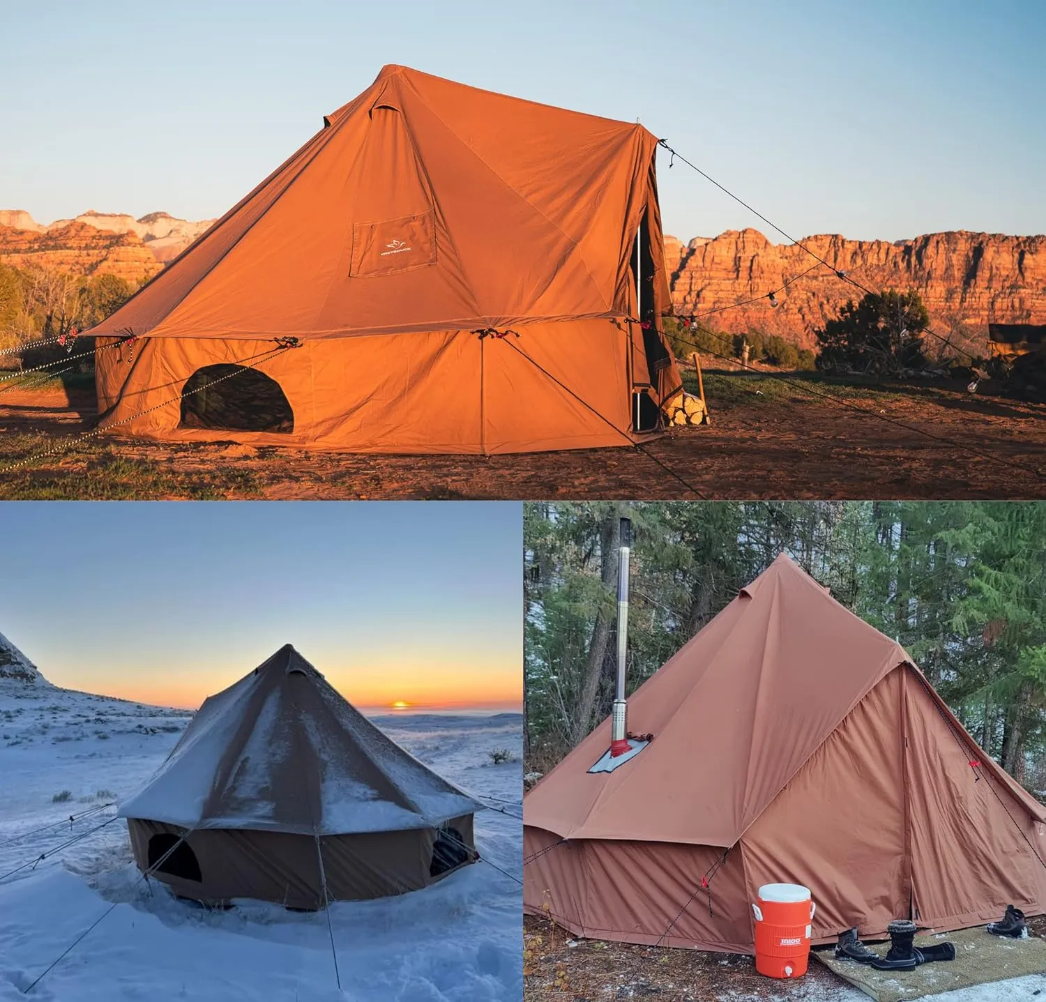 Canvas Bell Tent - Waterproof, 4-Season Luxury Camping and Glamping Outdoor Tent