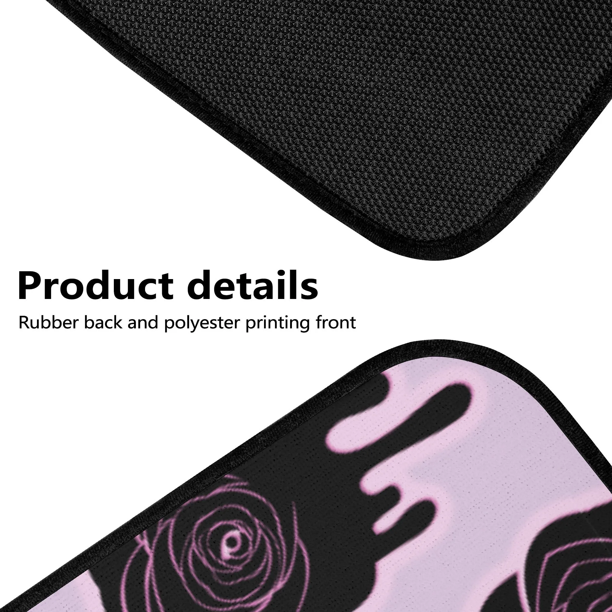 Car Floor Mats | Set of 4 | Universal size | All Weather proof | Affordable | Washable- Pastel Goth Black Roses