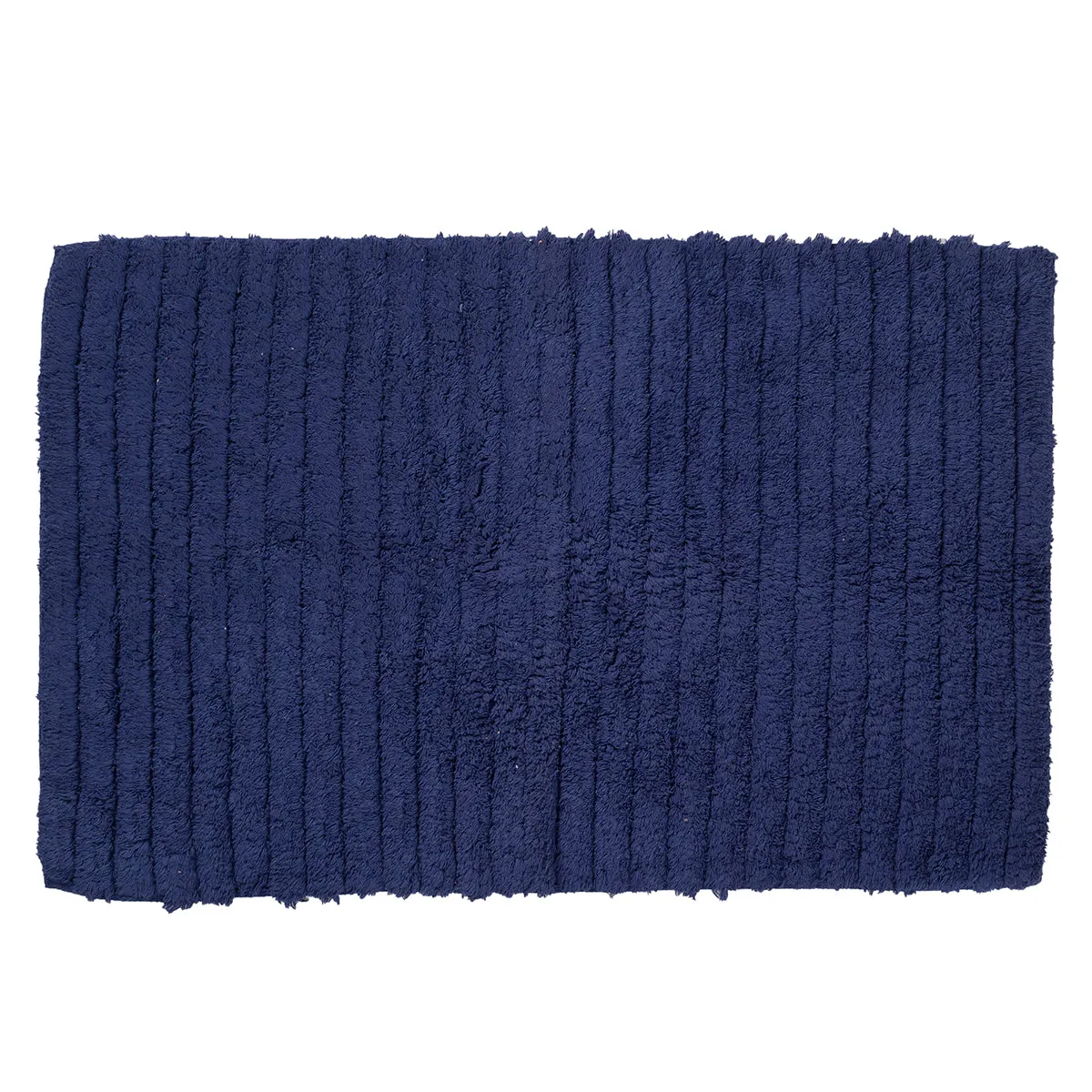 Corded Stripe Anti Skid Solid Navy Bath Mat