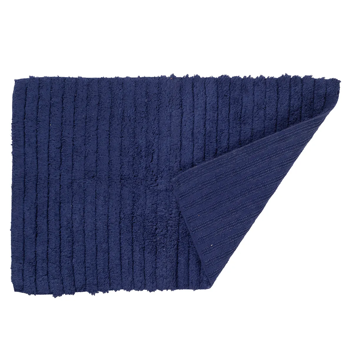 Corded Stripe Anti Skid Solid Navy Bath Mat