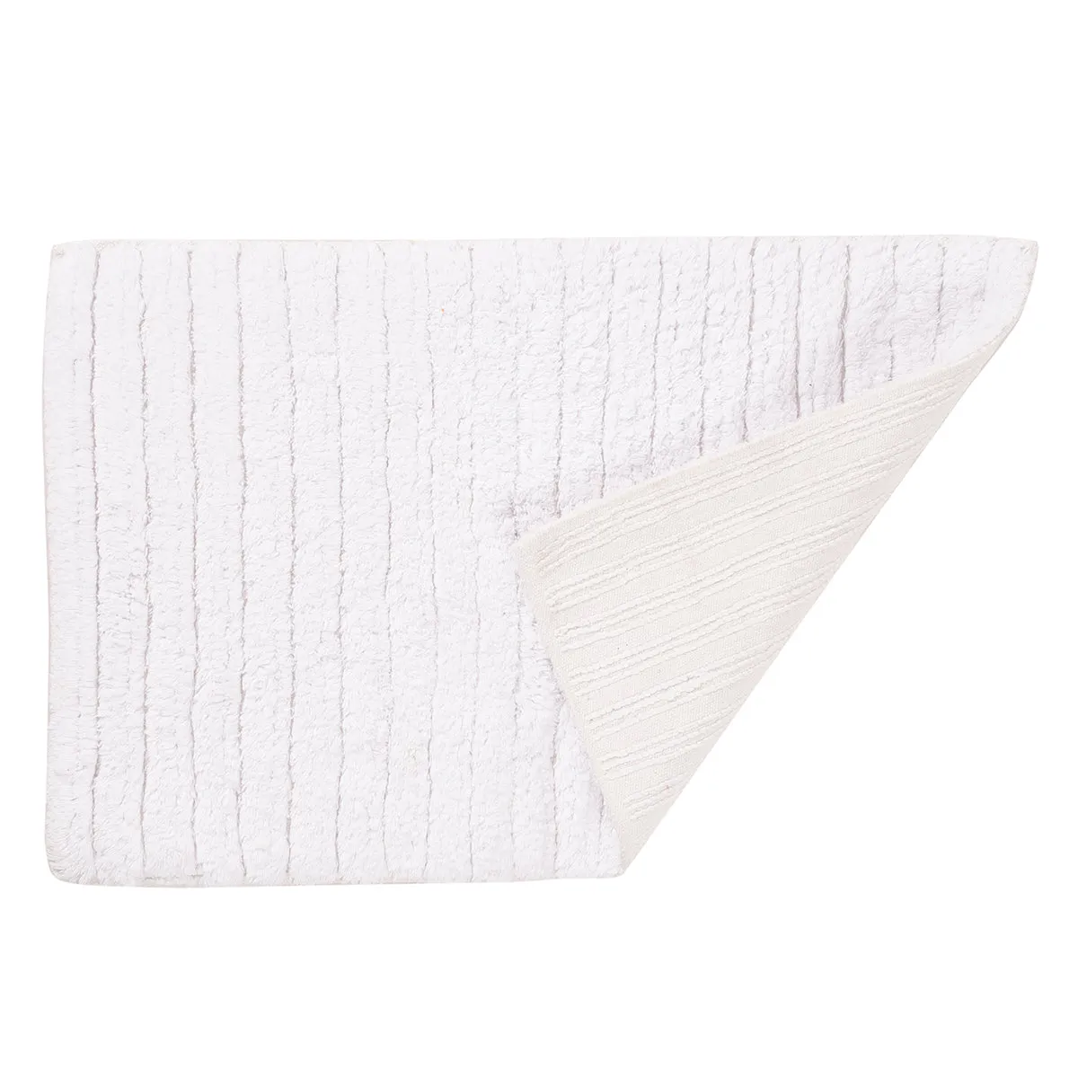 Corded Stripe Anti Skid Solid White Bath Mat