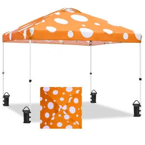 Eagle Peak SHADE GRAPHiX Easy Setup 10x10 Pop Up Canopy Tent (Orange Mushroom Top)