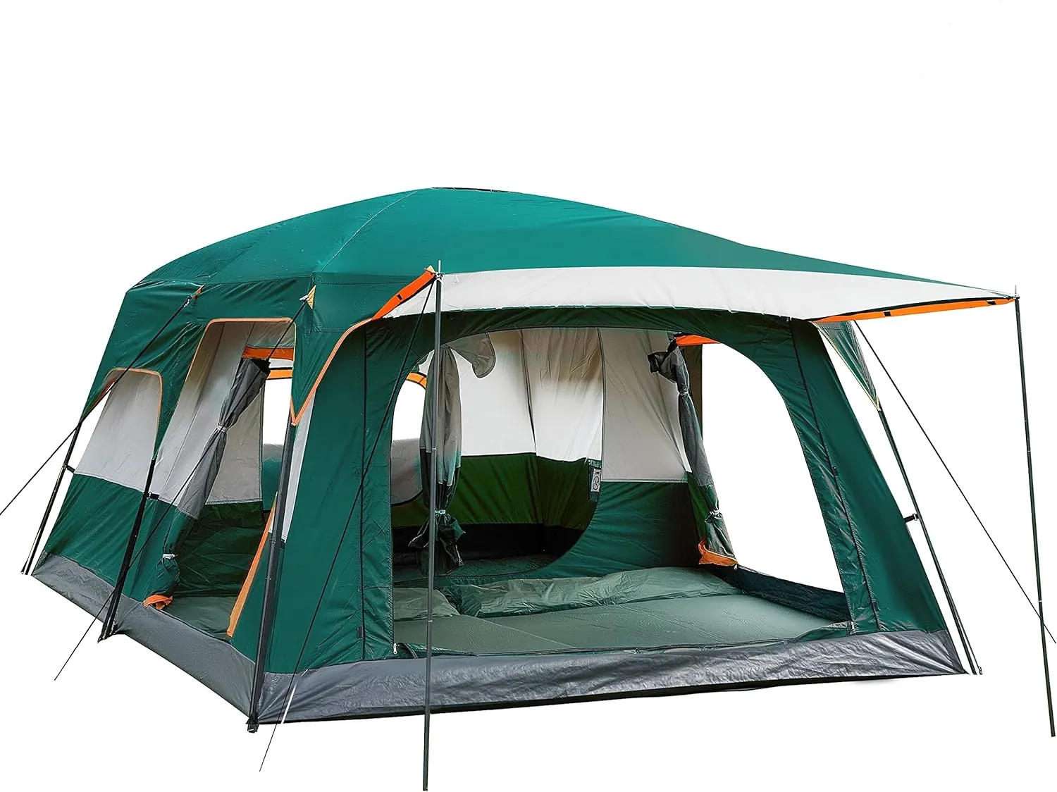 Extra Large Tent 10-12 Person Family Cabin Tents, 2 Rooms, Straight Wall, 3 Doors and 3 Windows with Mesh, Waterproof, Double Layer, Big Tent for Outdoors