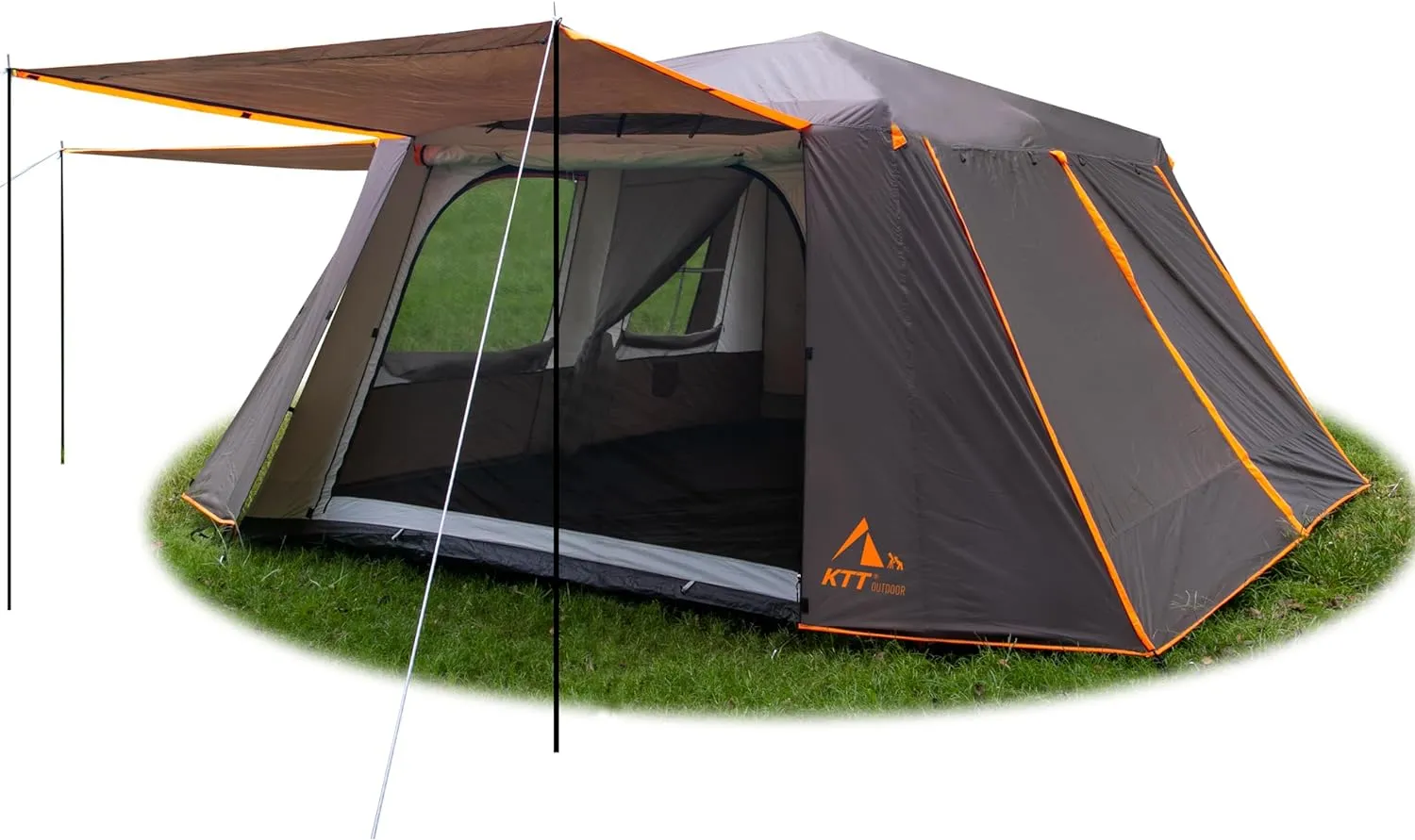 Extra Large Tent 10-12 Person Family Cabin Tents, 2 Rooms, Straight Wall, 3 Doors and 3 Windows with Mesh, Waterproof, Double Layer, Big Tent for Outdoors