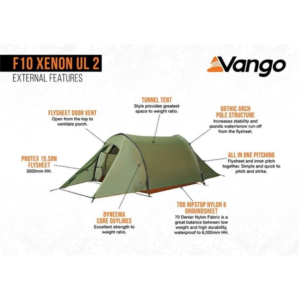 Force Ten (F10) Xenon UL 2 Tent - 2 Man Lightweight Trekking Tent