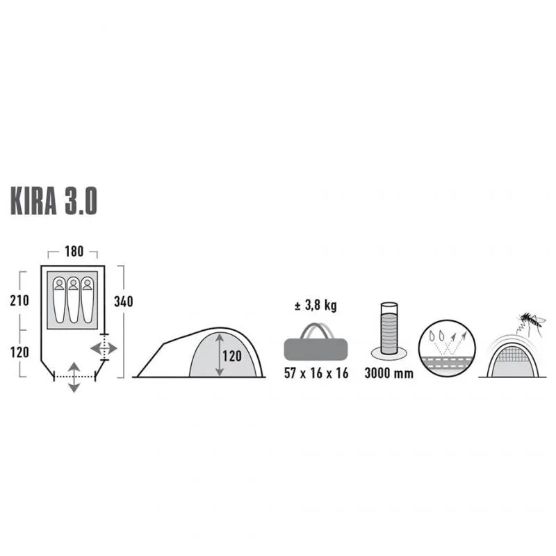 High Peak Kira 3 Tent - Light Gray