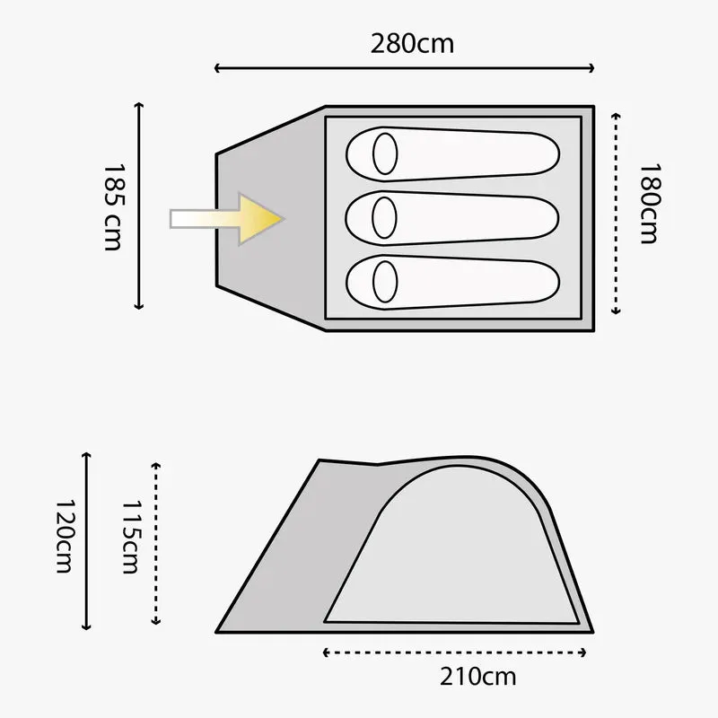 Highlander Juniper 3 Person Dome Tent