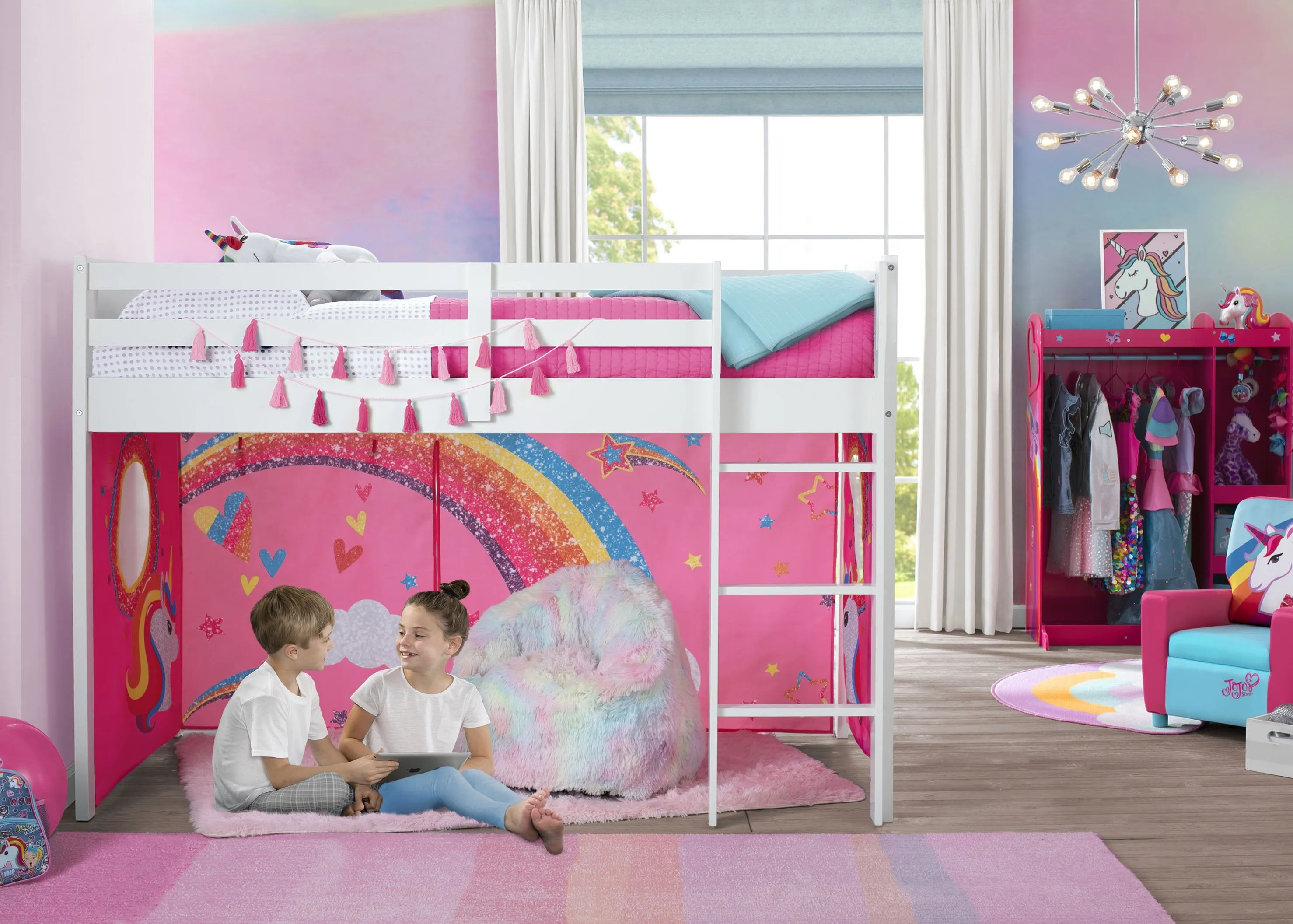 JoJo Siwa Loft Bed Tent - Curtain Set for Twin Loft Bed