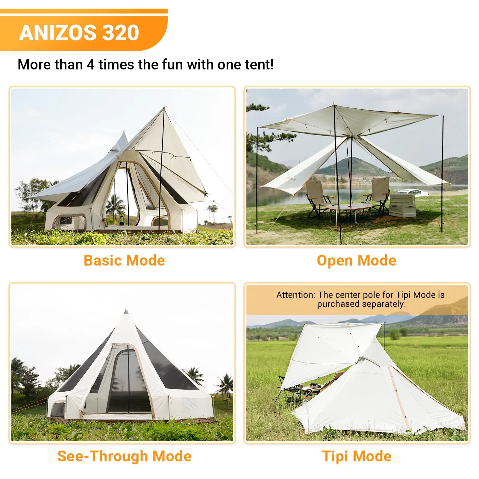 KingCamp ANIZO S 320 Double Layered Teepee Tent