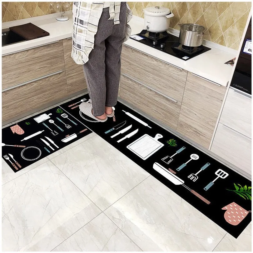 Kitchen Floor Mat Area Rugs for Living Room Balcony Hallway Water Absorption Anti-Slip Bathroom Carpet