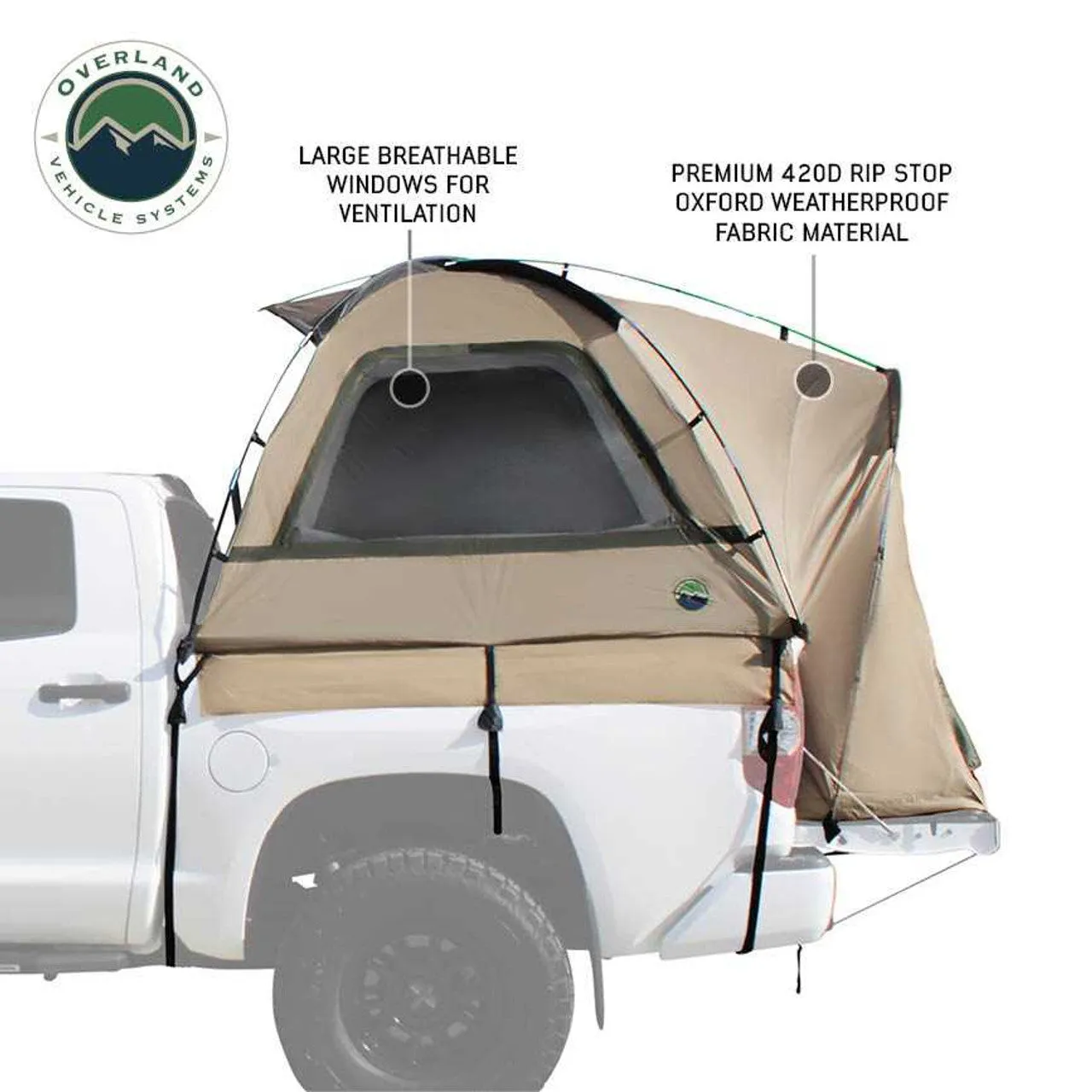 LD TACT Truck Bed Tents - Tan Body & Green Rainfly