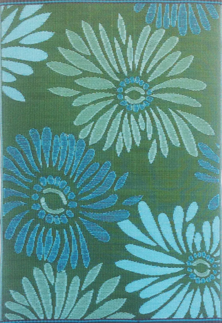 Mad Mat - Daisy - Aqua/Green 4'x6' Indoor/Outdoor Rug