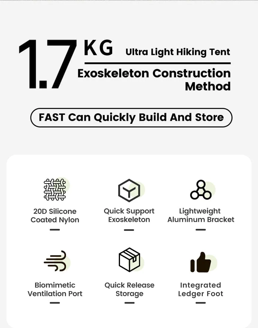 MOBI GARDEN Light Knight Ultralight Hiking Tent (Exoskeleton Version)