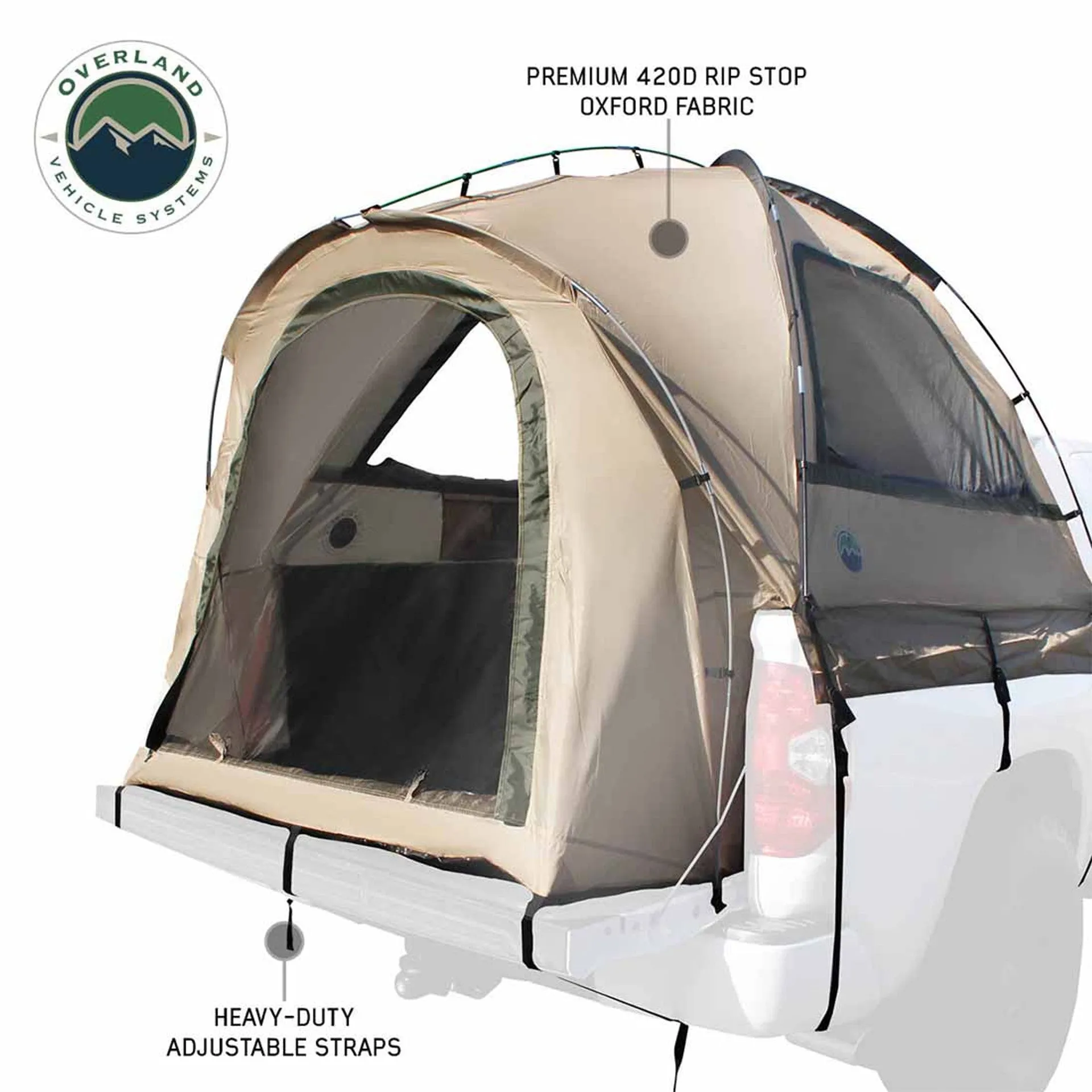 Overland Vehicle Systems LD TACT Bed Tent- Tan Body & Green Rainfly