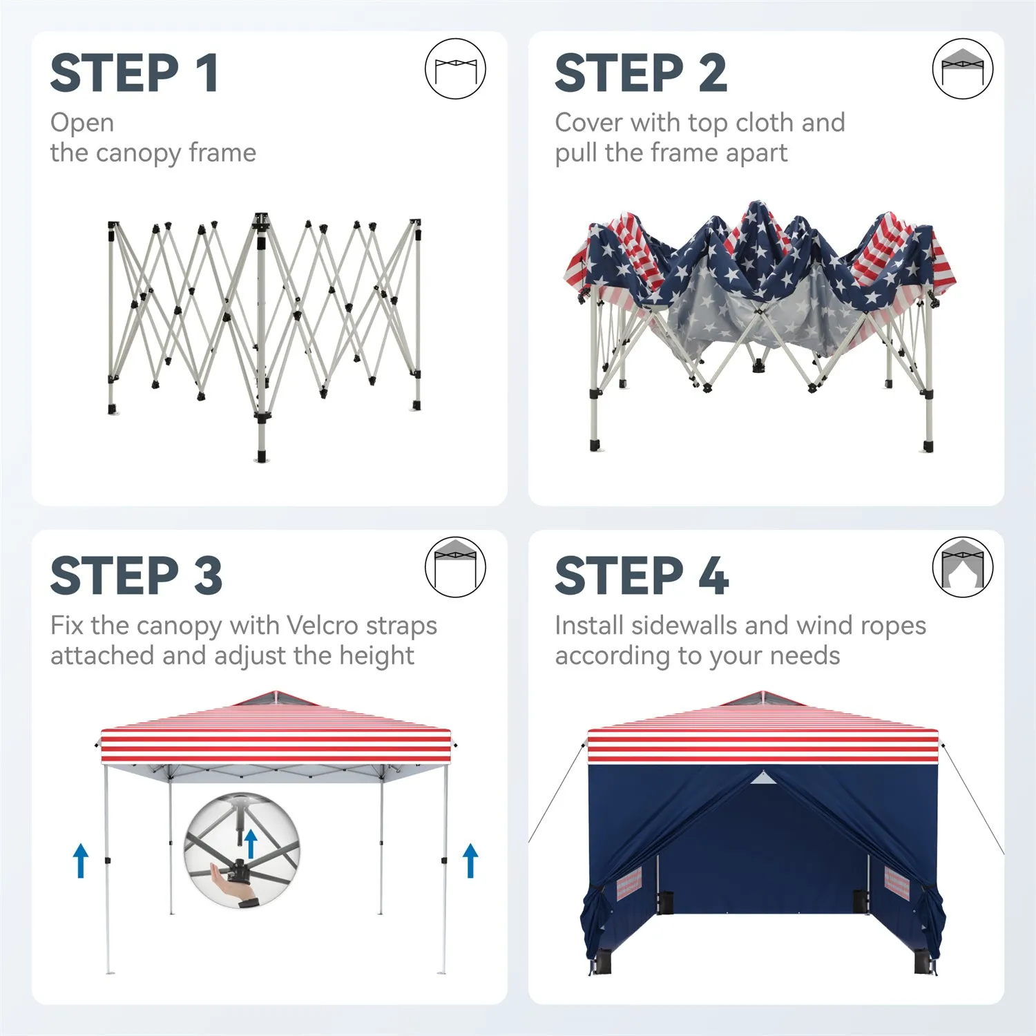 Phi Villa 10’ x 10’ Pop Up Canopy Tent with Sidewall 4 in 1 Outdoor Patio Gazebo for S