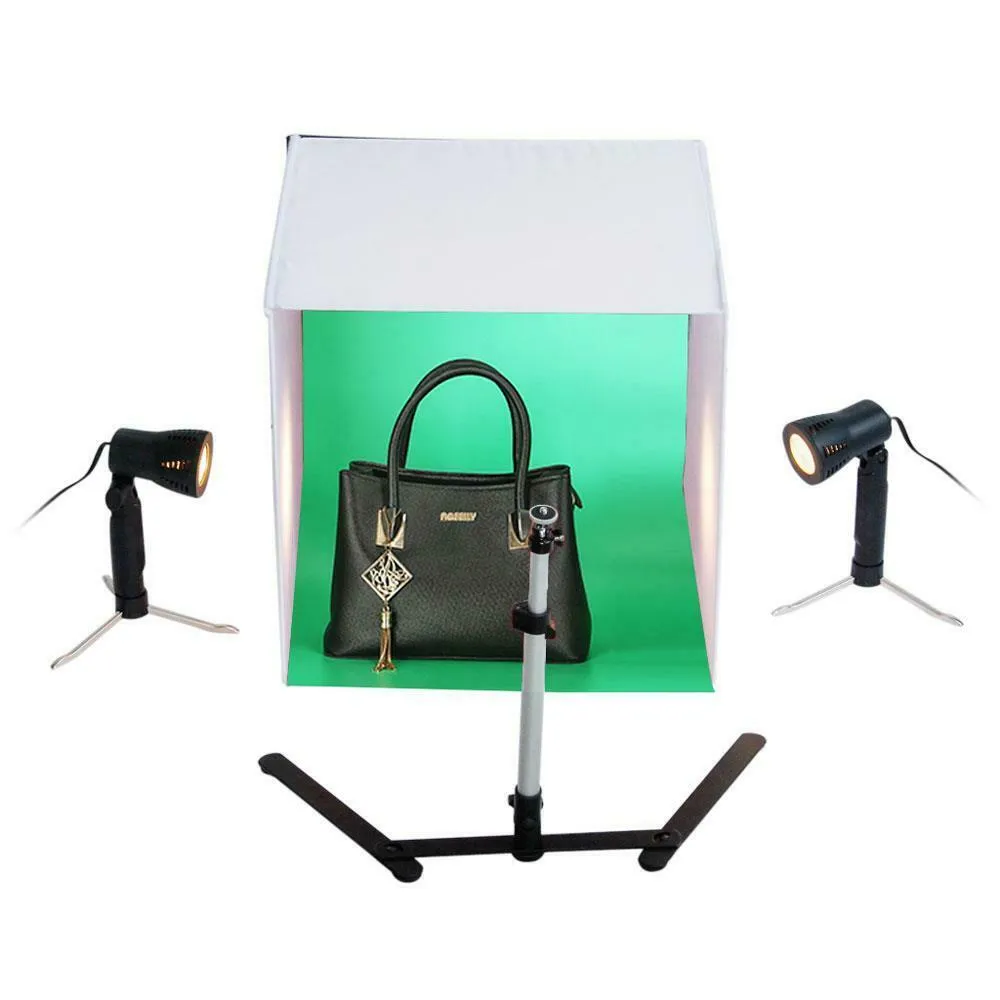 SMAXPRO™ Mini 24" Halogen Photo Studio Box Cube: Foldable Light Room Tent Kit w/ 5 Backdrops