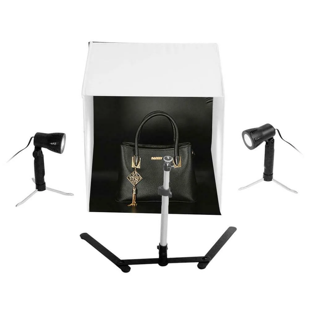 SMAXPRO™ Mini 24" Halogen Photo Studio Box Cube: Foldable Light Room Tent Kit w/ 5 Backdrops