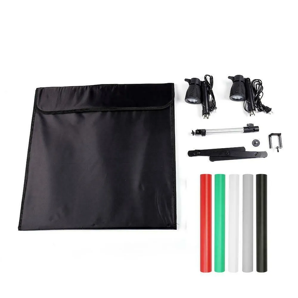 SMAXPRO™ Mini 24" Halogen Photo Studio Box Cube: Foldable Light Room Tent Kit w/ 5 Backdrops