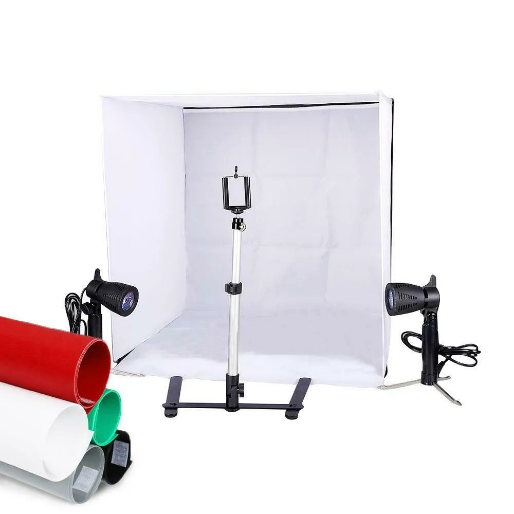 SMAXPRO™ Mini 24" Halogen Photo Studio Box Cube: Foldable Light Room Tent Kit w/ 5 Backdrops