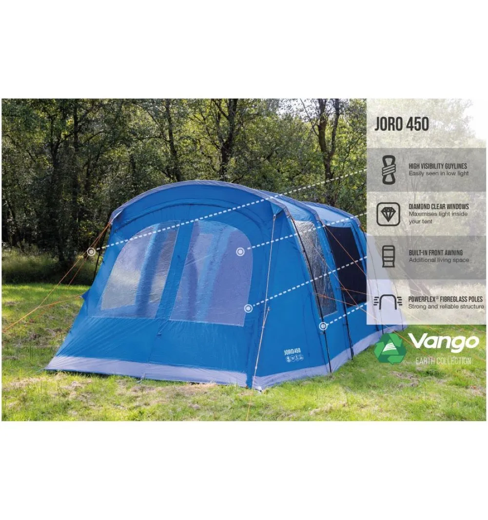 Vango Joro 450 Tent - 4 Man Family Poled Tunnel Tent