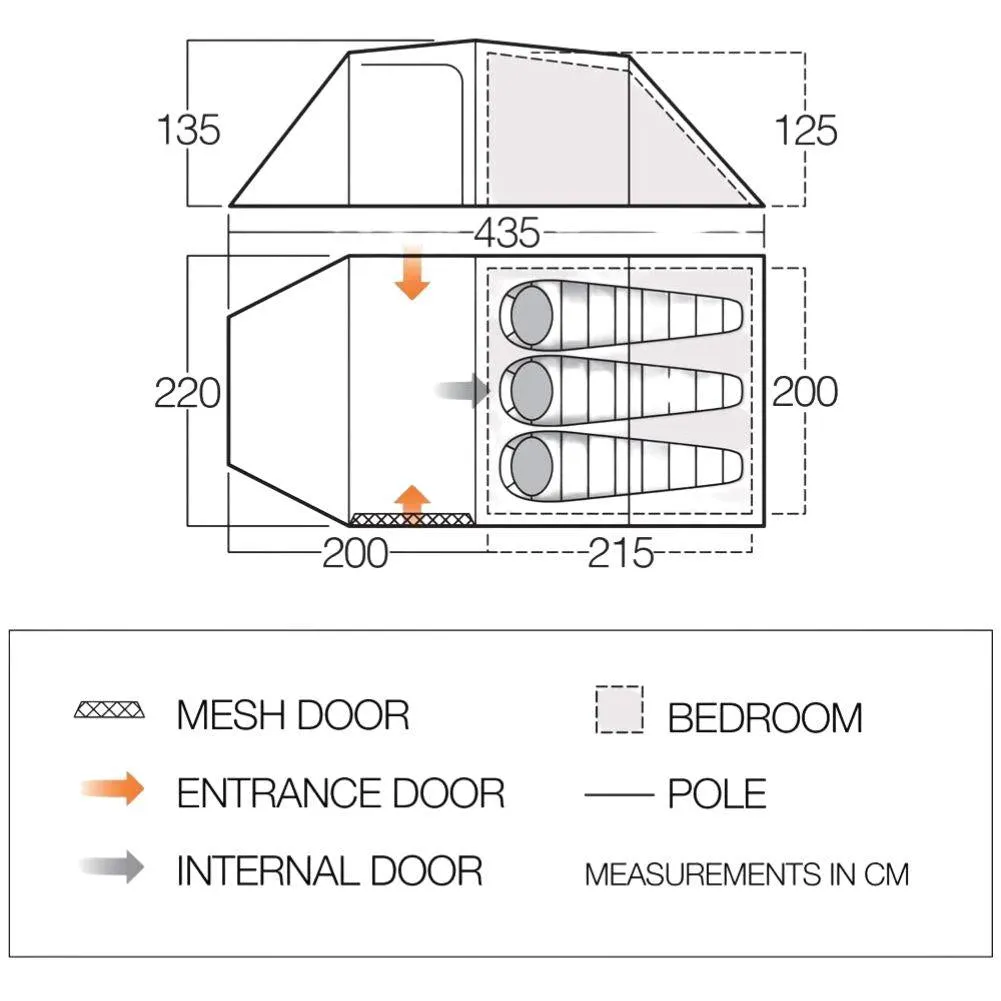 Enhanced Vango Omega 350 Eco Friendly 3-Person Tunnel Tent (2024 Model)