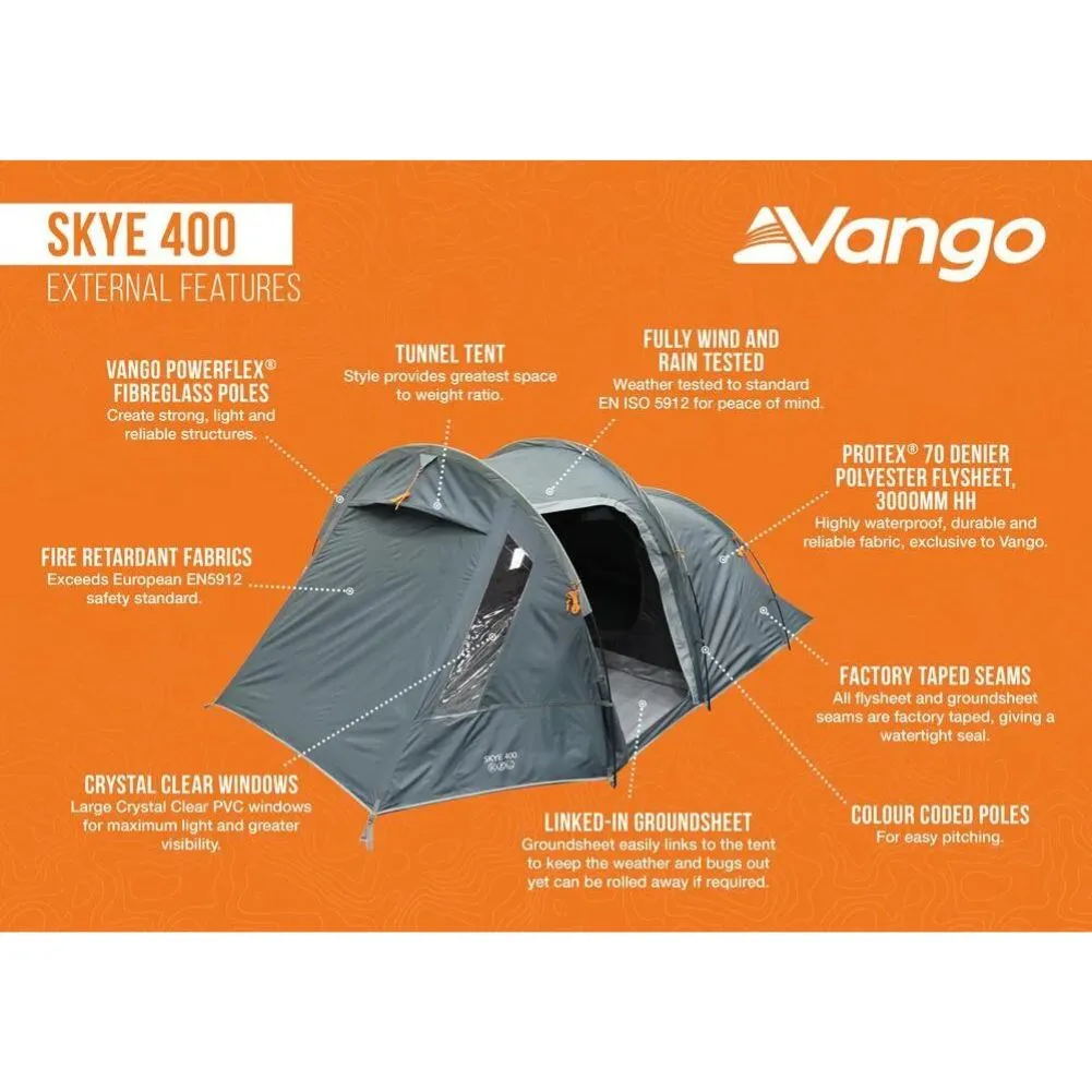 Vango Skye 400 Tent - 4 Man Tent (Deep Blue)