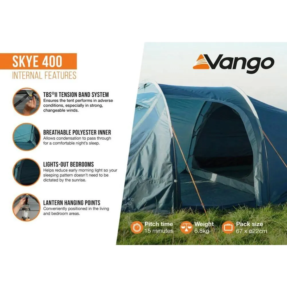 Vango Skye 400 Tent - 4 Man Tent (Deep Blue)