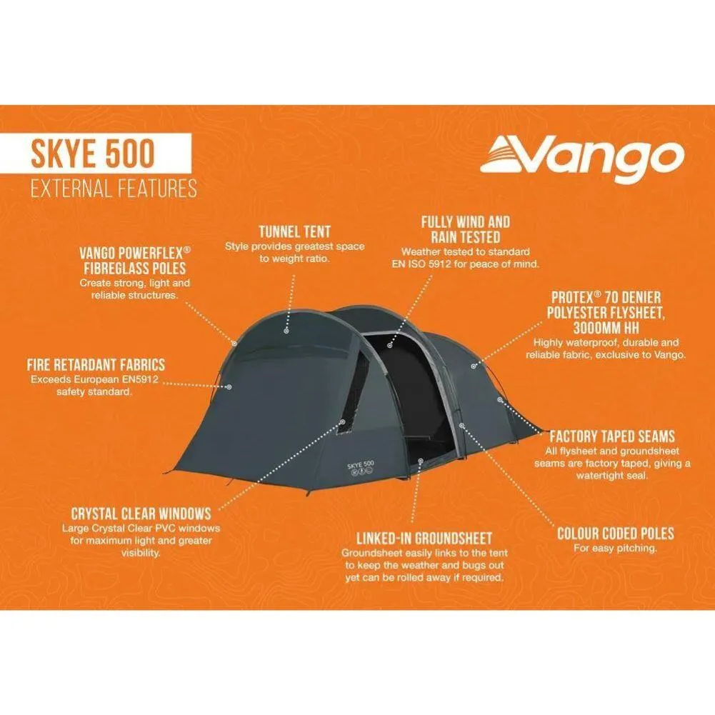 Vango Skye 500 Tent - 5 Man Tent 2024 (Deep Blue)