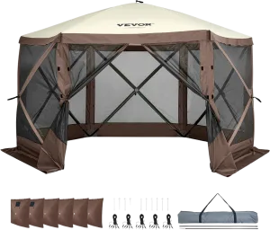 Vevor Pop Up Gazebo Tent 6 Sided Canopy with Privacy Windows 11.5' x 11.5' New