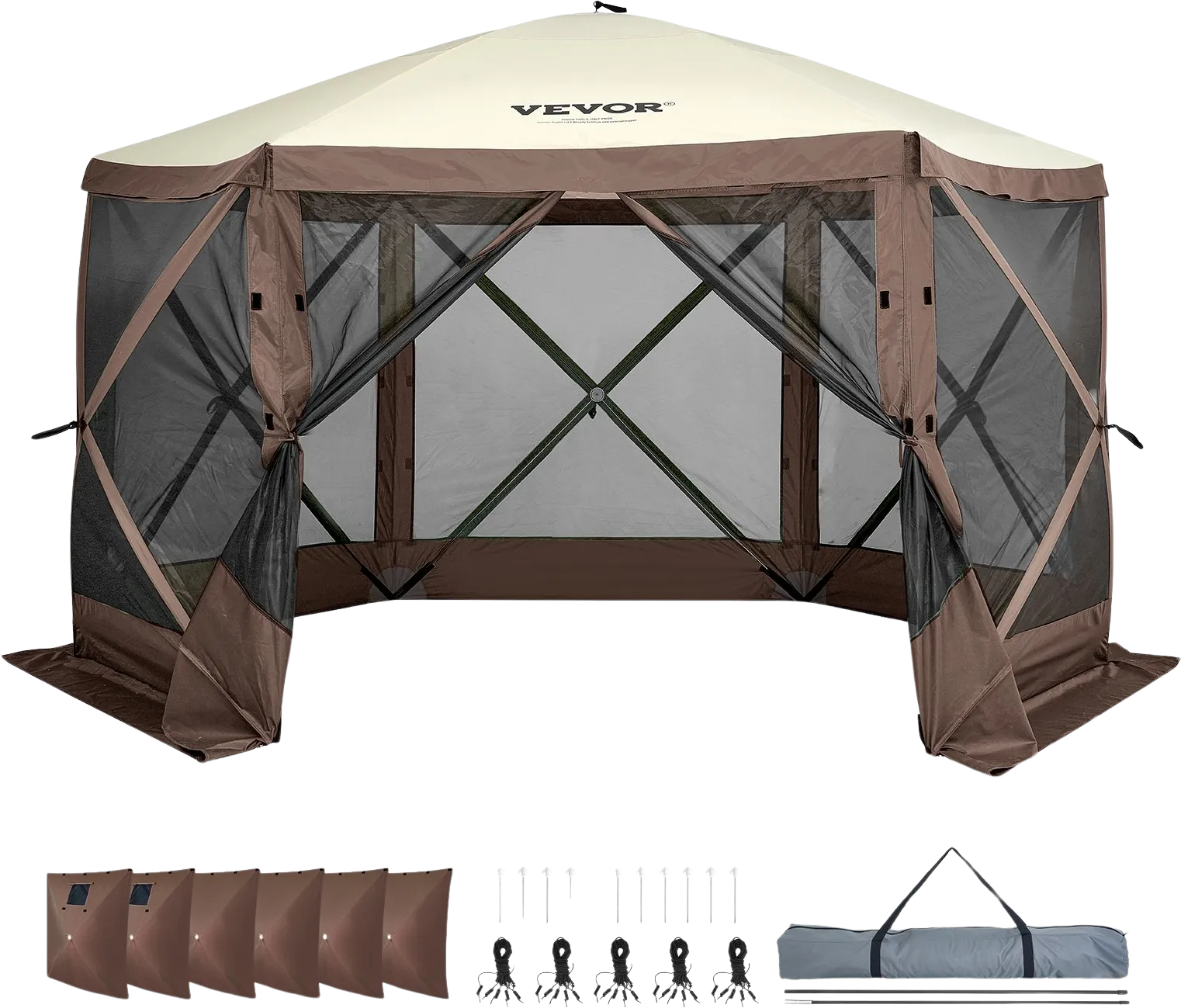 Vevor Pop Up Gazebo Tent 6 Sided Canopy with Privacy Windows 11.5' x 11.5' New