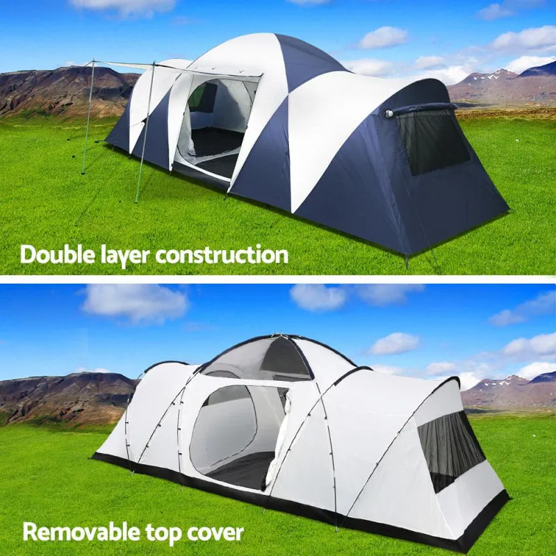 Weisshorn 12 Person Canvas Dome Camping Tent | Navy & Grey